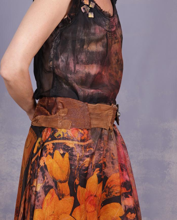 'keep dialing' cognac textured leather belt with buckle