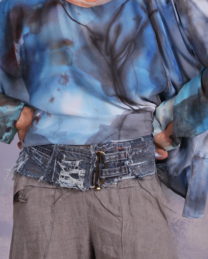 'fun with denim' detailed wide belt