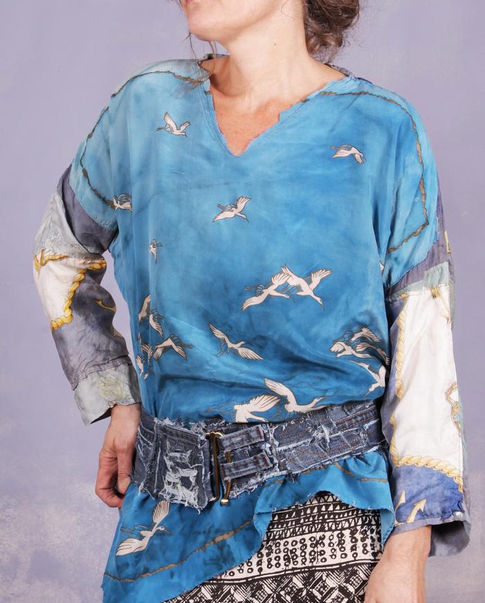 'fun with denim' detailed wide belt