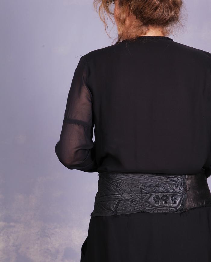 'go for silver' wide textured leather belt