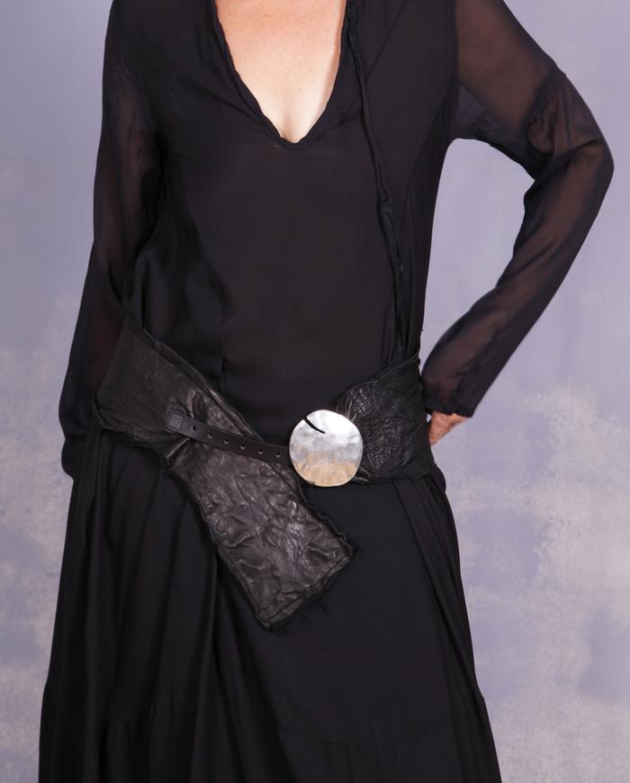 'go for silver' wide textured leather belt