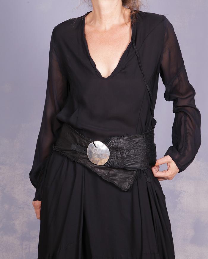 'go for silver' wide textured leather belt