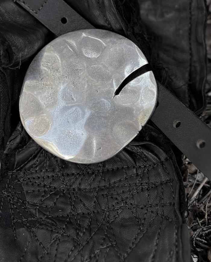 'go for silver' wide textured leather belt