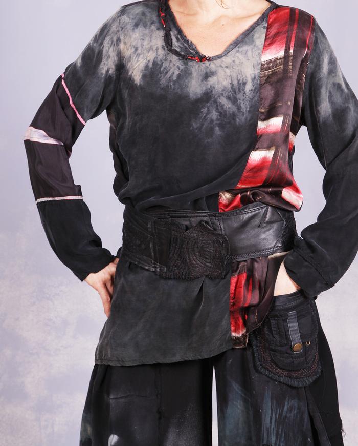 'almost a flower' soft lambskin textured black belt