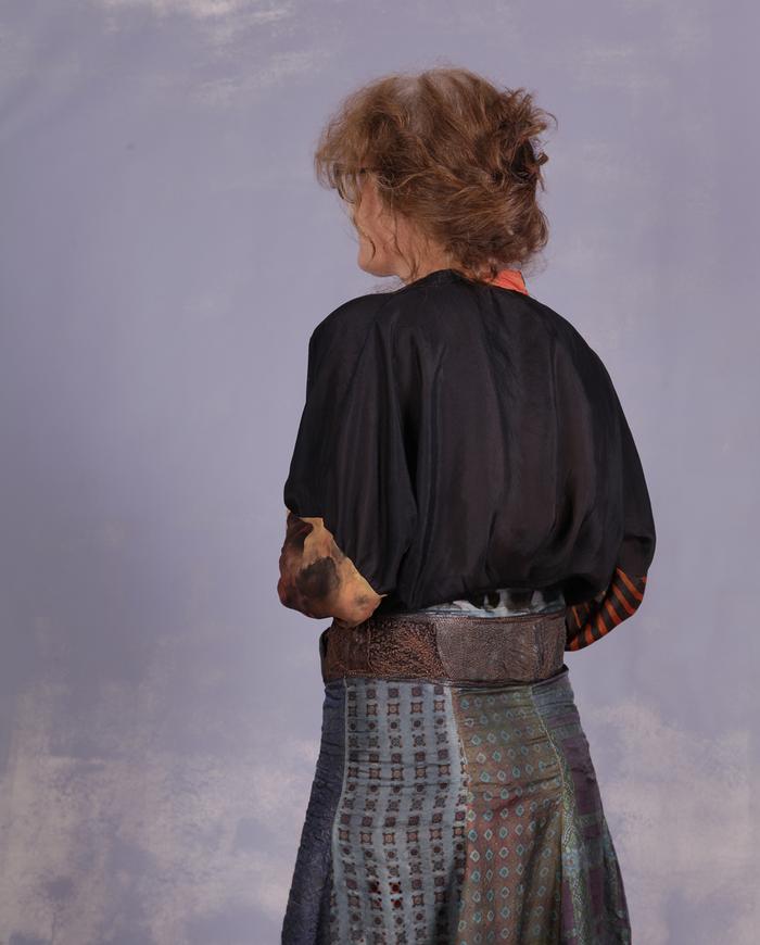 'lava tracks' hand-textured brown and gray leather belt