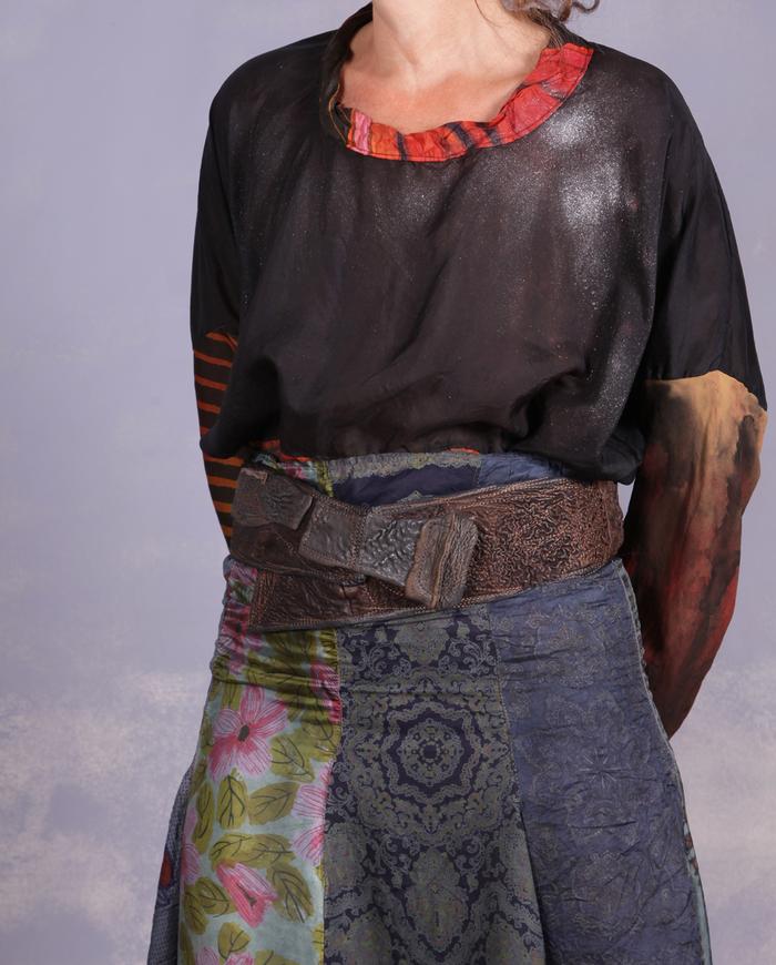 'lava tracks' hand-textured brown and gray leather belt