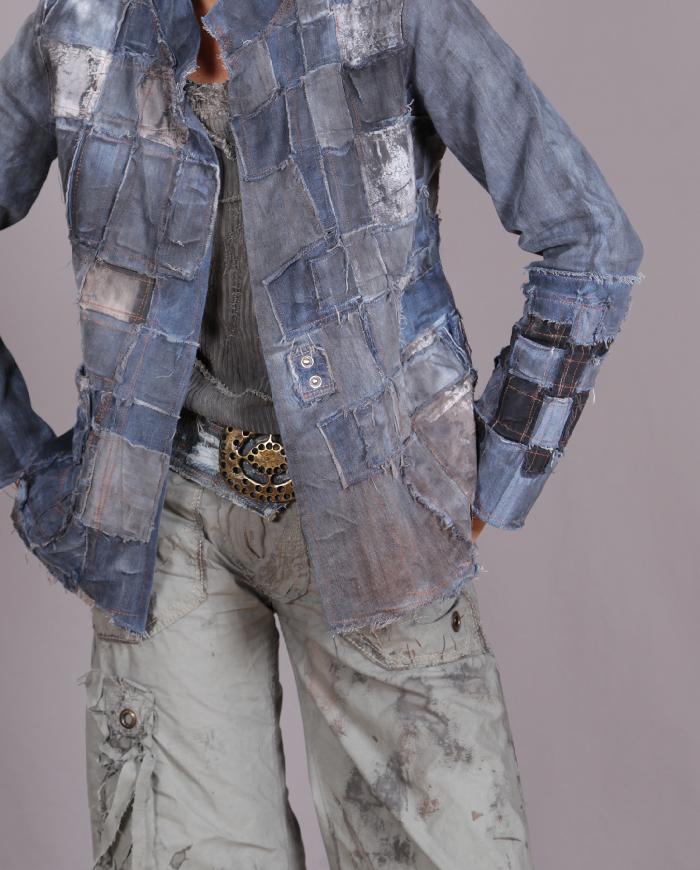 '1921 reasons to wear' distressed denim belt with vintage buckle