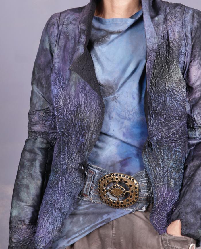 '1921 reasons to wear' distressed denim belt with big buckle