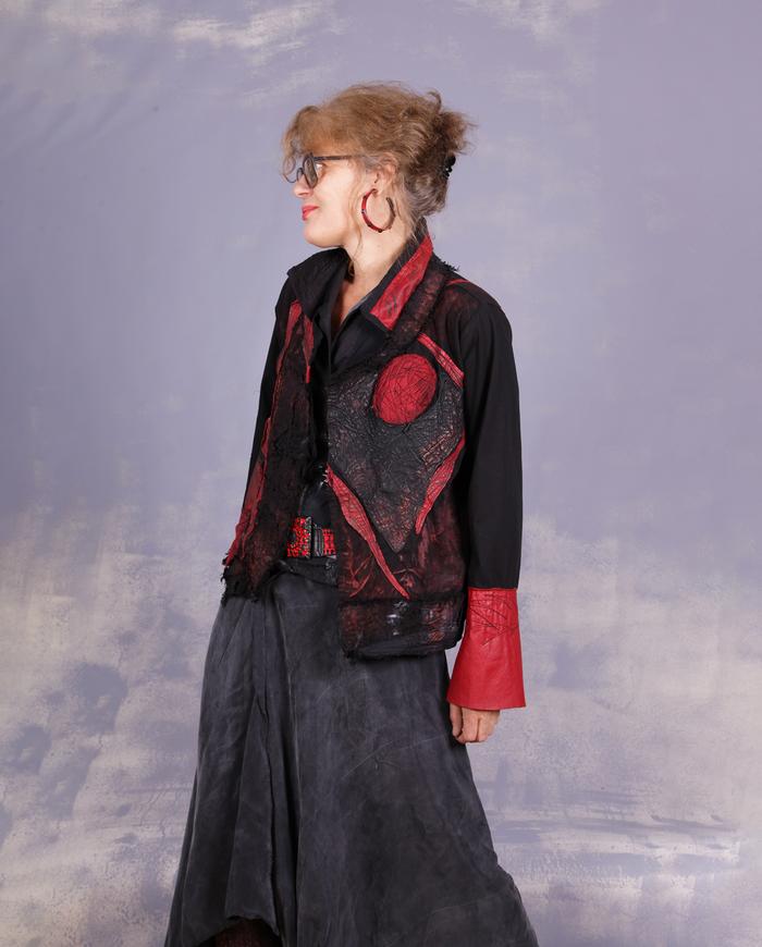 'tell me much more' detailed black and red art jacket