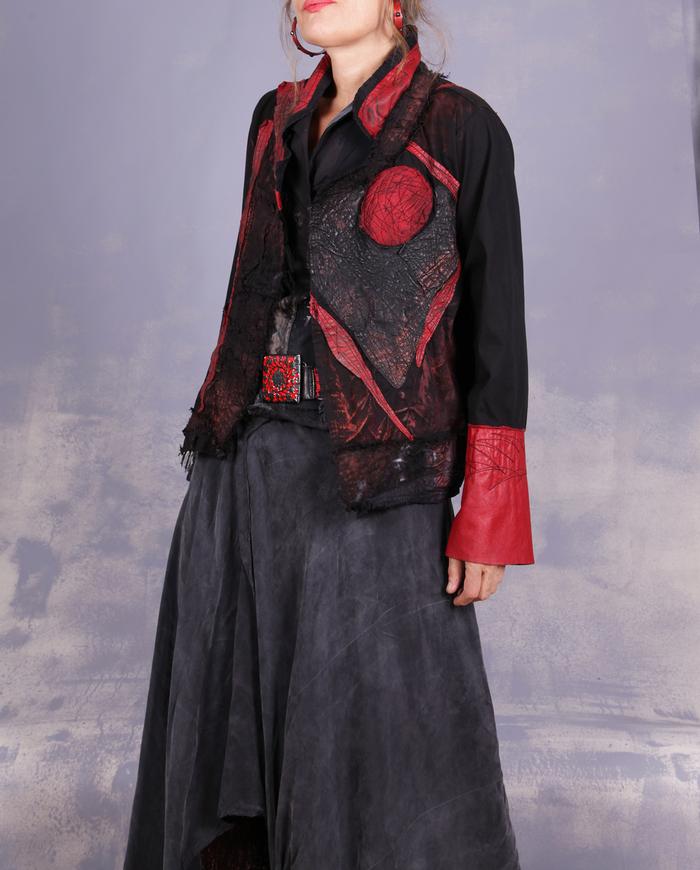 'tell me much more' detailed black and red art jacket