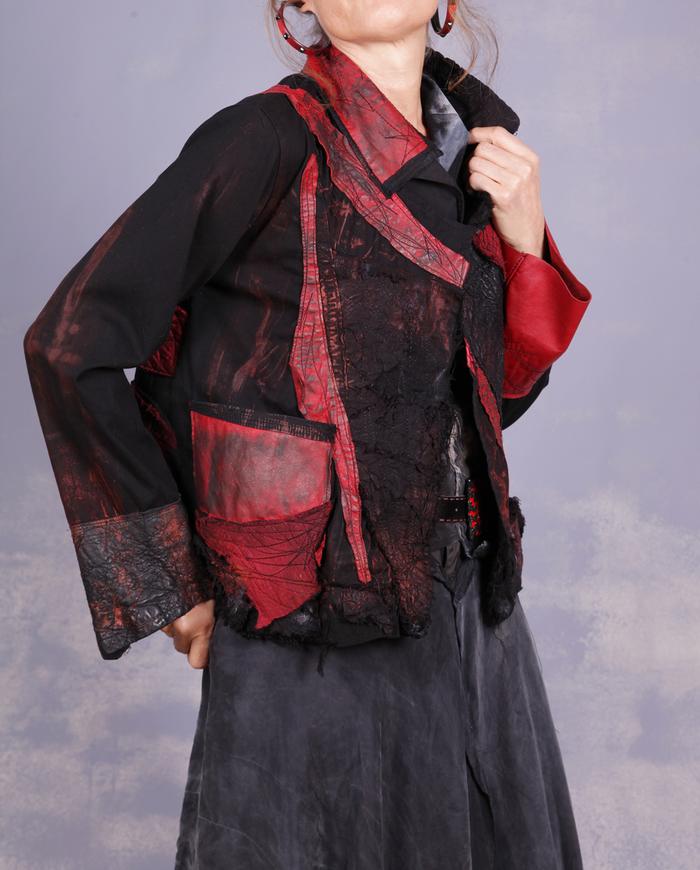 'tell me much more' detailed black and red art jacket