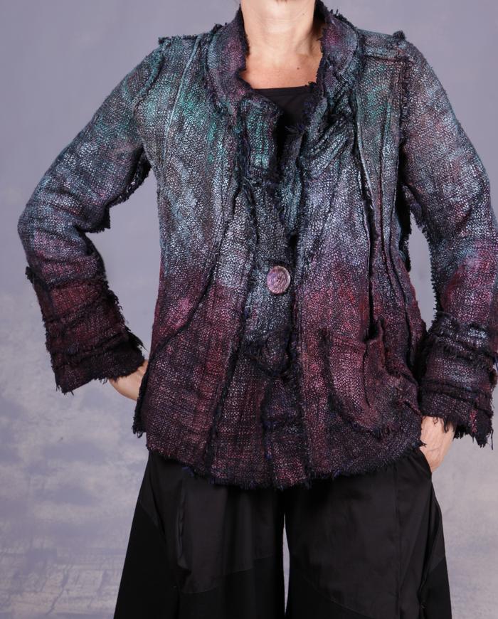 'cascade of molten metals' couture hand-painted jacket