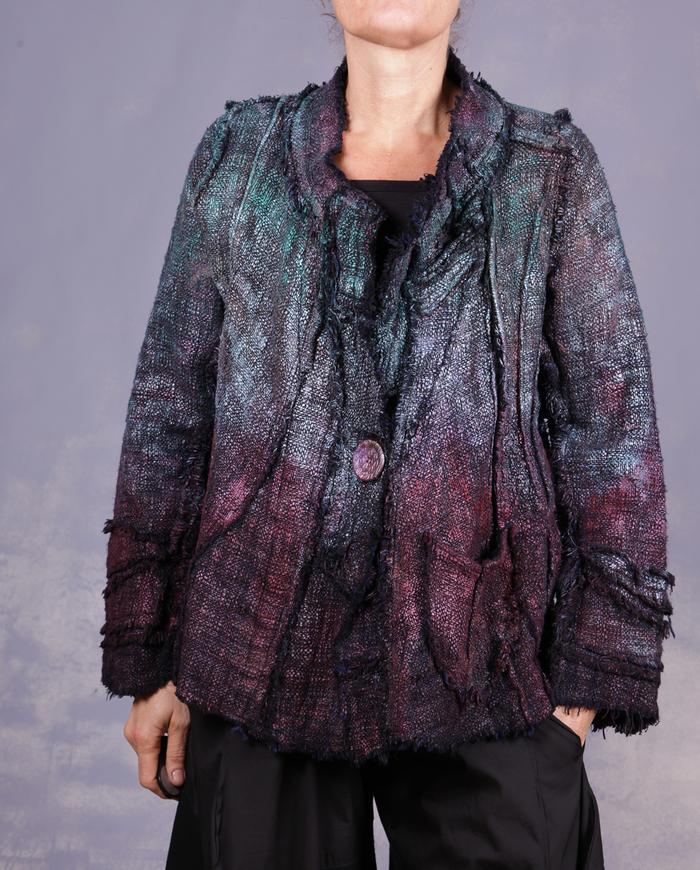 'cascade of molten metals' couture hand-painted jacket