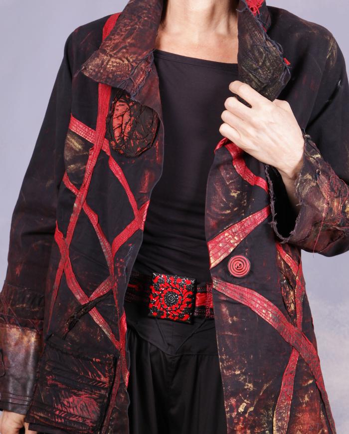 'the swirling fire' detailed leather belt with vintage buckle