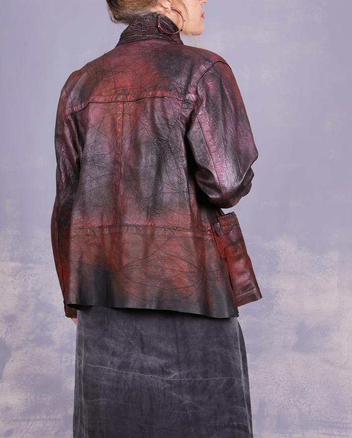 'grounding like autumn leaves' hand-textured lambskin jacket