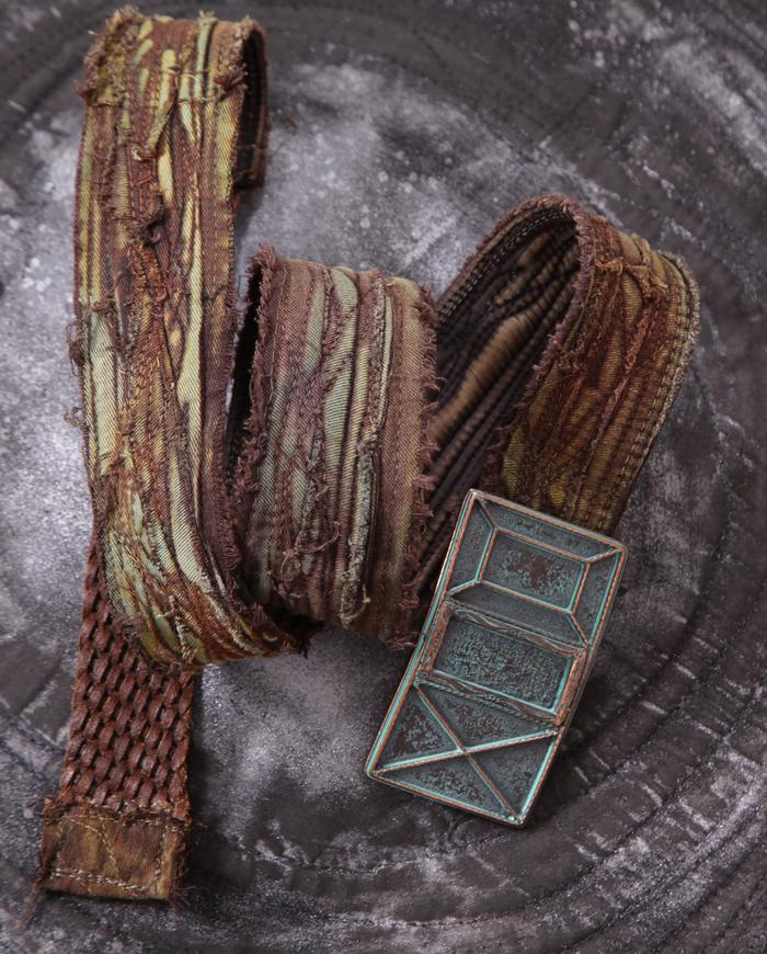 'old copper and rust' fiber belt with vintage buckle