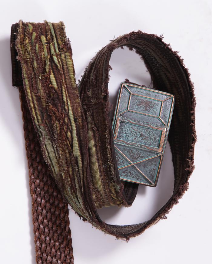 'old copper and rust' fiber belt with vintage buckle