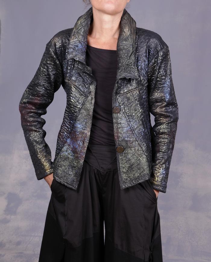 'sparkly waves rolling in' textured stretch jacket