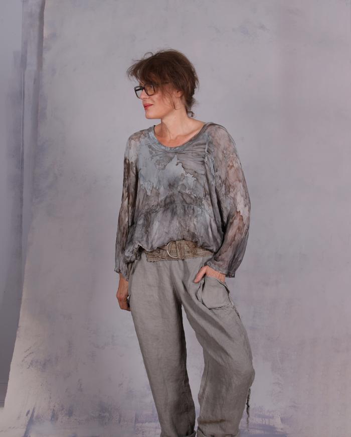 'stone cool' tapered modern linen pants