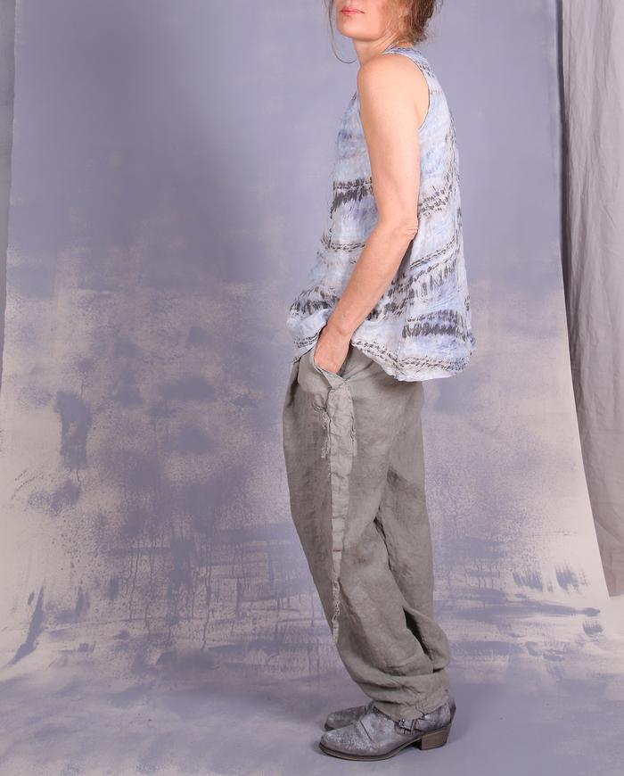 'stone cool' tapered modern linen pants