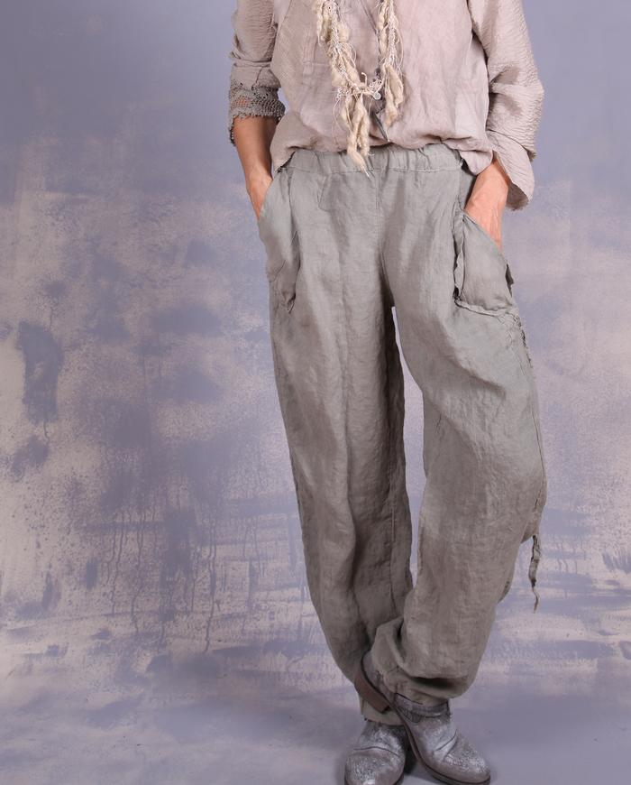 'stone cool' tapered modern linen pants