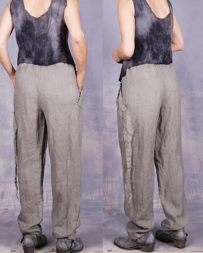 'stone cool' tapered modern linen pants
