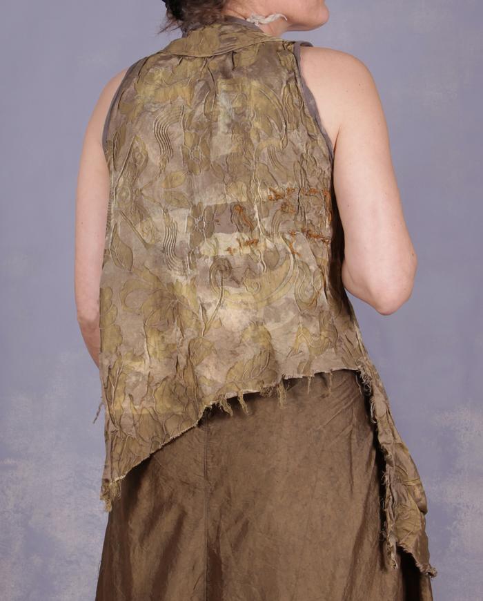 'bubbly as I am' distressed olive silk skirt and top set