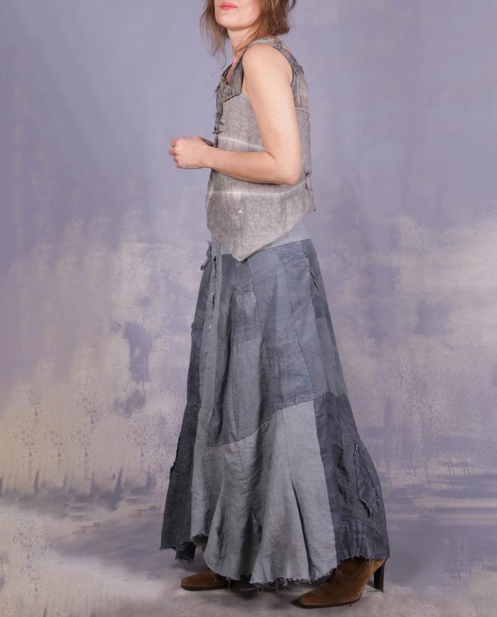 'fully neutral' mixed linens detailed a-line maxi skirt