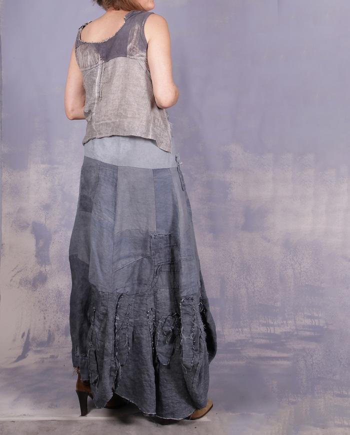 'fully neutral' mixed linens detailed a-line maxi skirt