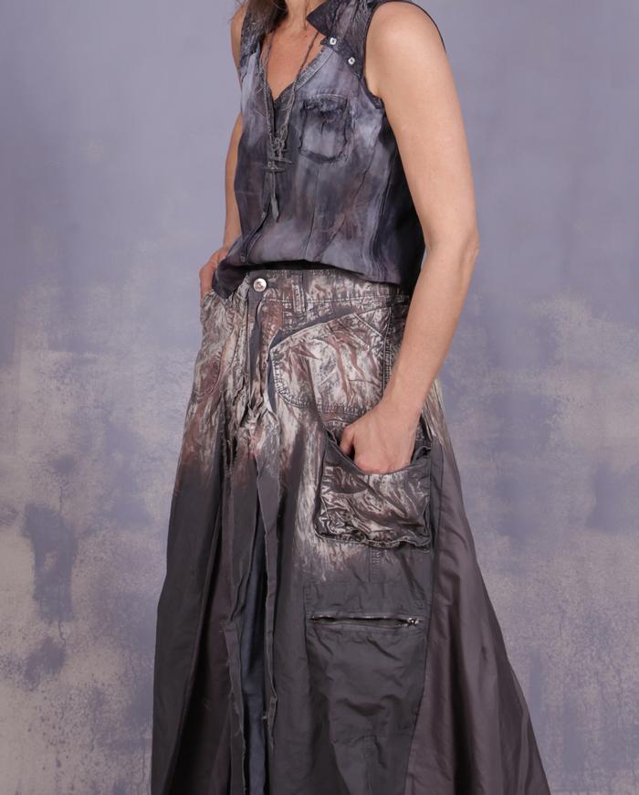 'high on a mountain peak' distressed asymmetrical bubble skirt