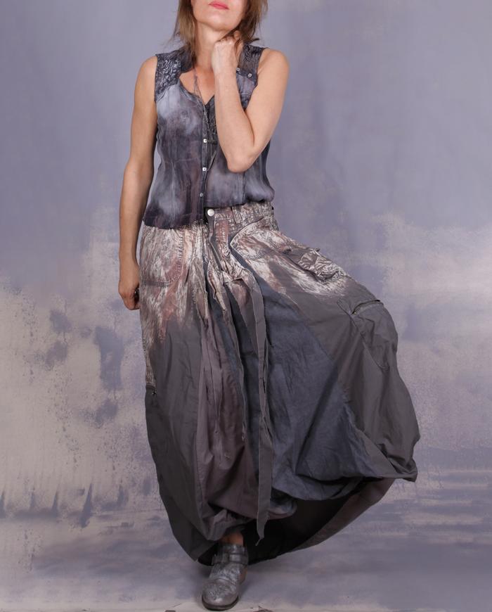 'high on a mountain peak' distressed asymmetrical bubble skirt