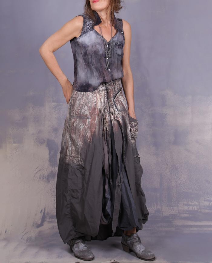 'high on a mountain peak' distressed asymmetrical bubble skirt