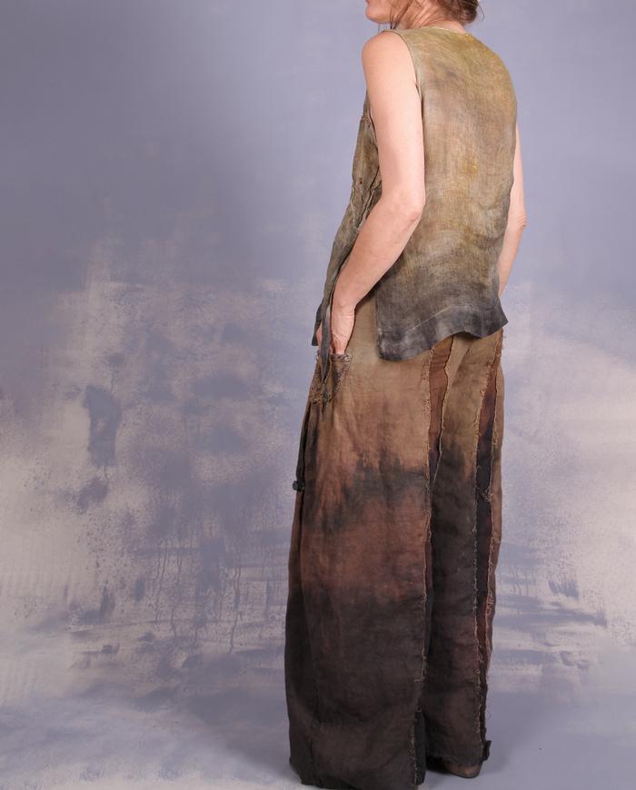 'queen of earth' distressed Belgian linen pants