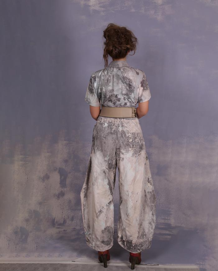 'way over the moon' hand-painted wide leg pants