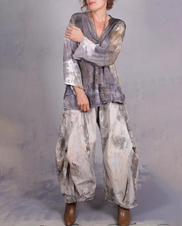 'way over the moon' hand-painted wide leg pants