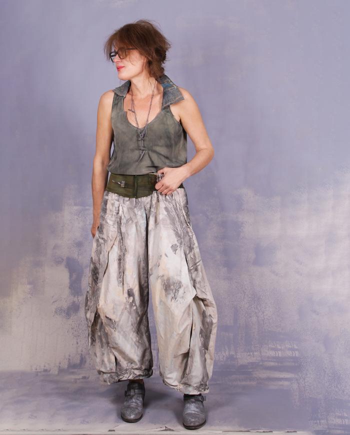 'way over the moon' hand-painted wide leg pants