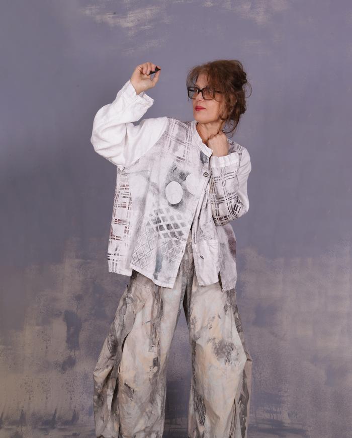 'way over the moon' hand-painted wide leg pants