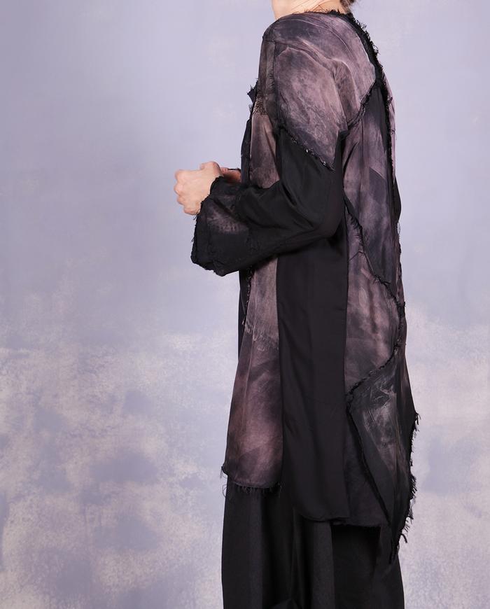 'a hopeless romantic' distressed sculptural asymmetrical blouse