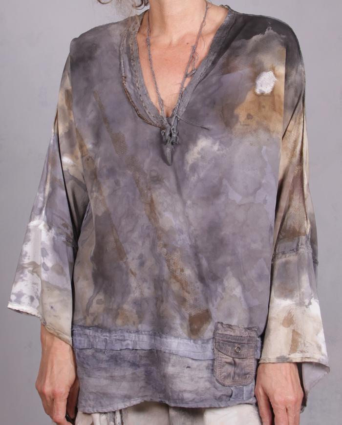 'perfectly neutral in every way' silk crepe watercolor blouse