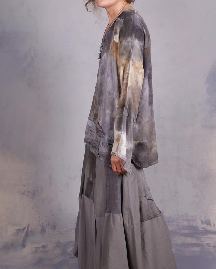 'perfectly neutral in every way' silk crepe watercolor blouse