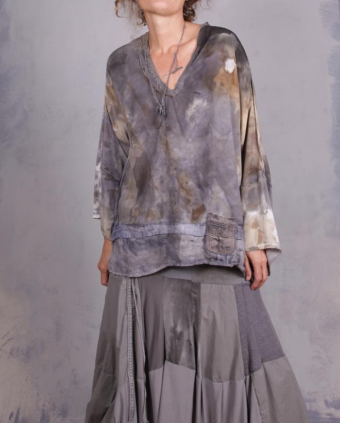 'perfectly neutral in every way' silk crepe watercolor blouse