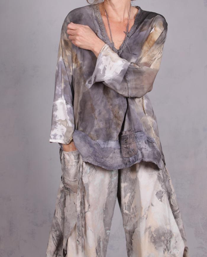 'perfectly neutral in every way' silk crepe watercolor blouse