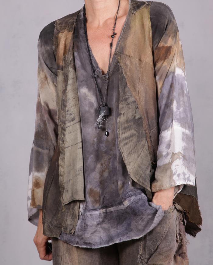 'perfectly neutral in every way' silk crepe watercolor blouse