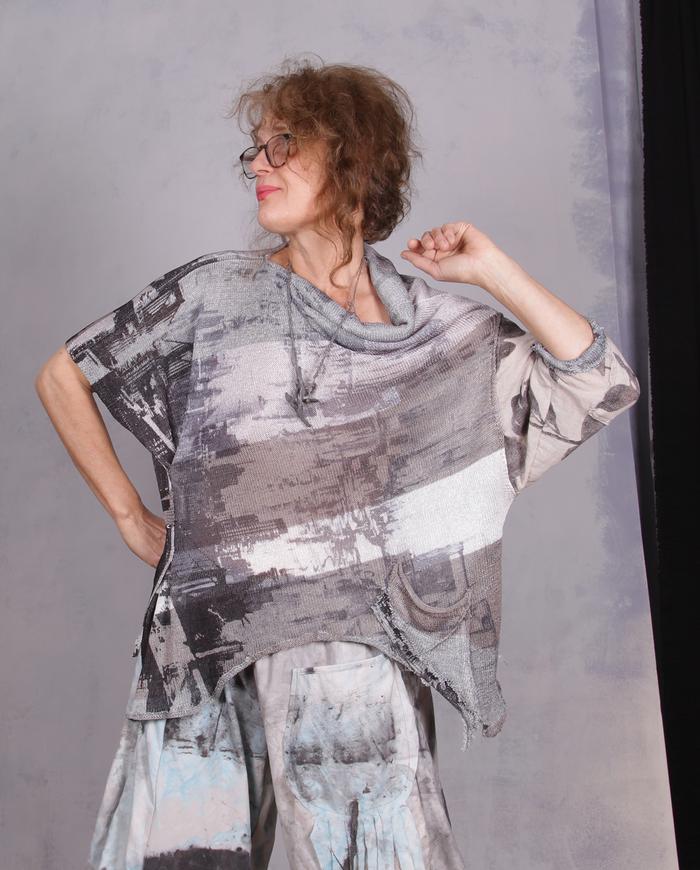 'over and in between' asymmetrical knit sweater