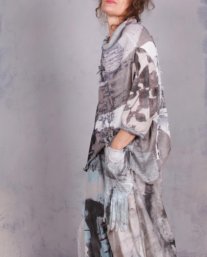 'wonderlust blues' sculptural wide-leg artsy pants