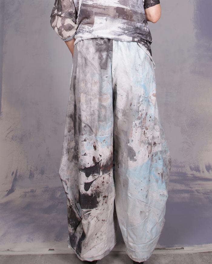 'wonderlust blues' sculptural wide-leg artsy pants