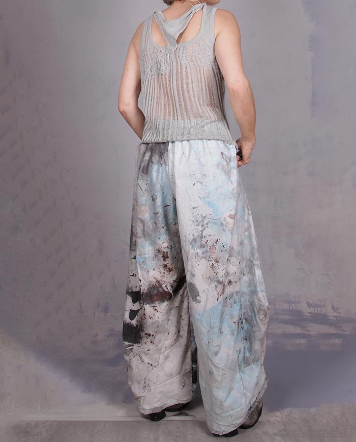 'wonderlust blues' sculptural wide-leg artsy pants