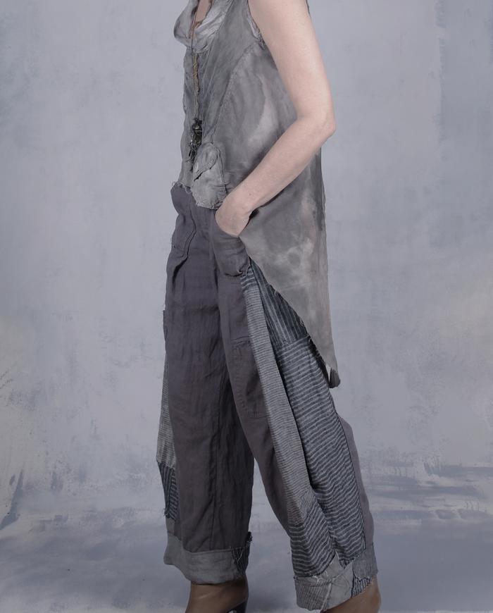 'dare not to match' sculptural mixed linen pants