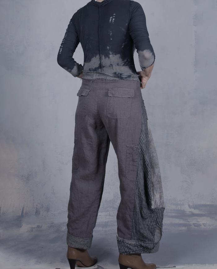 'dare not to match' sculptural mixed linen pants
