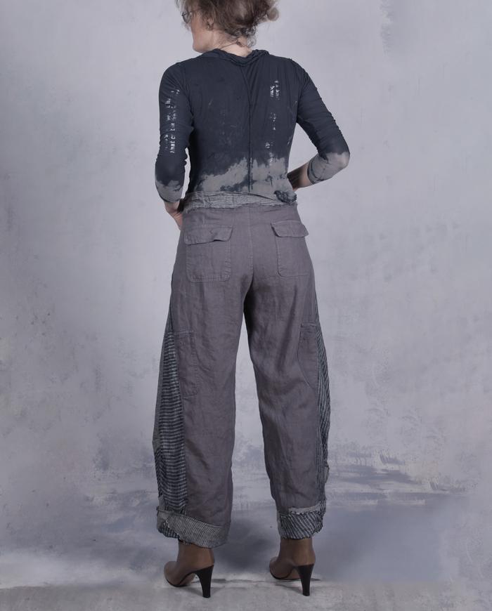 'dare not to match' sculptural mixed linen pants